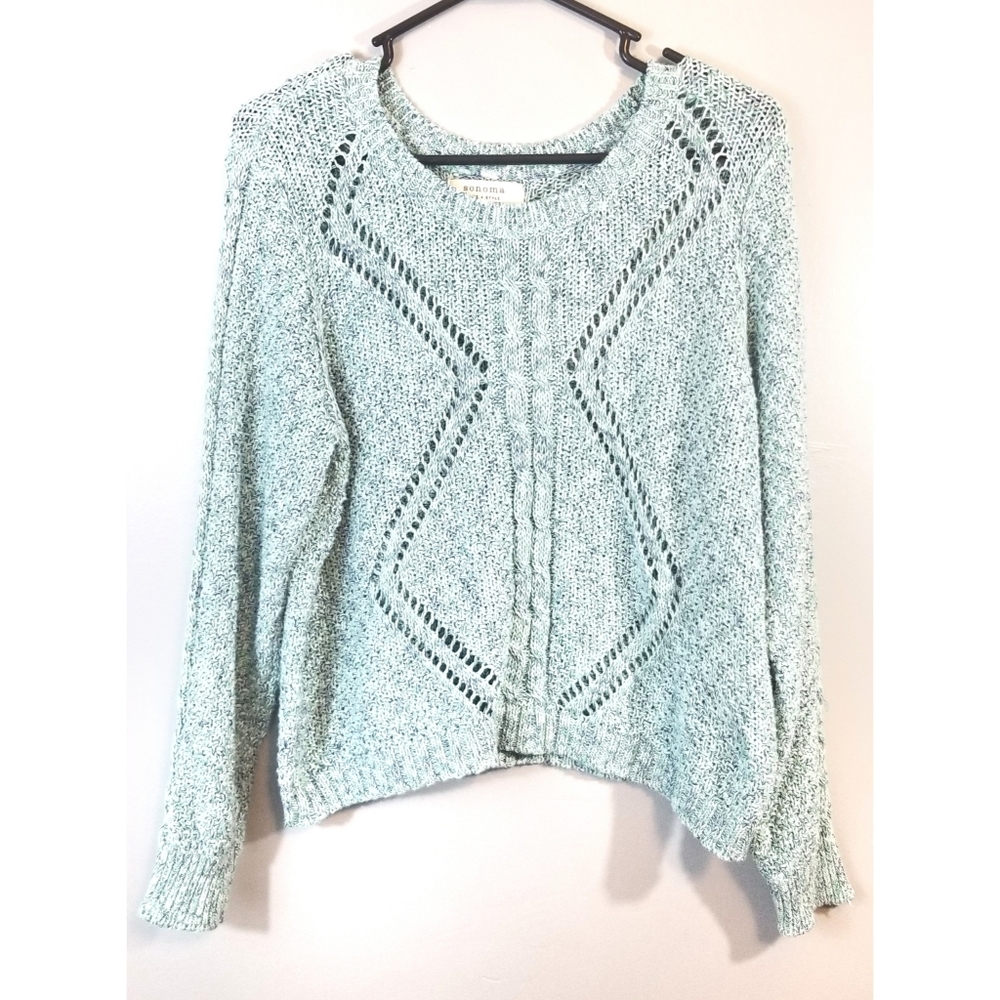 Sonoma knit green blue crop sweater Petite Large